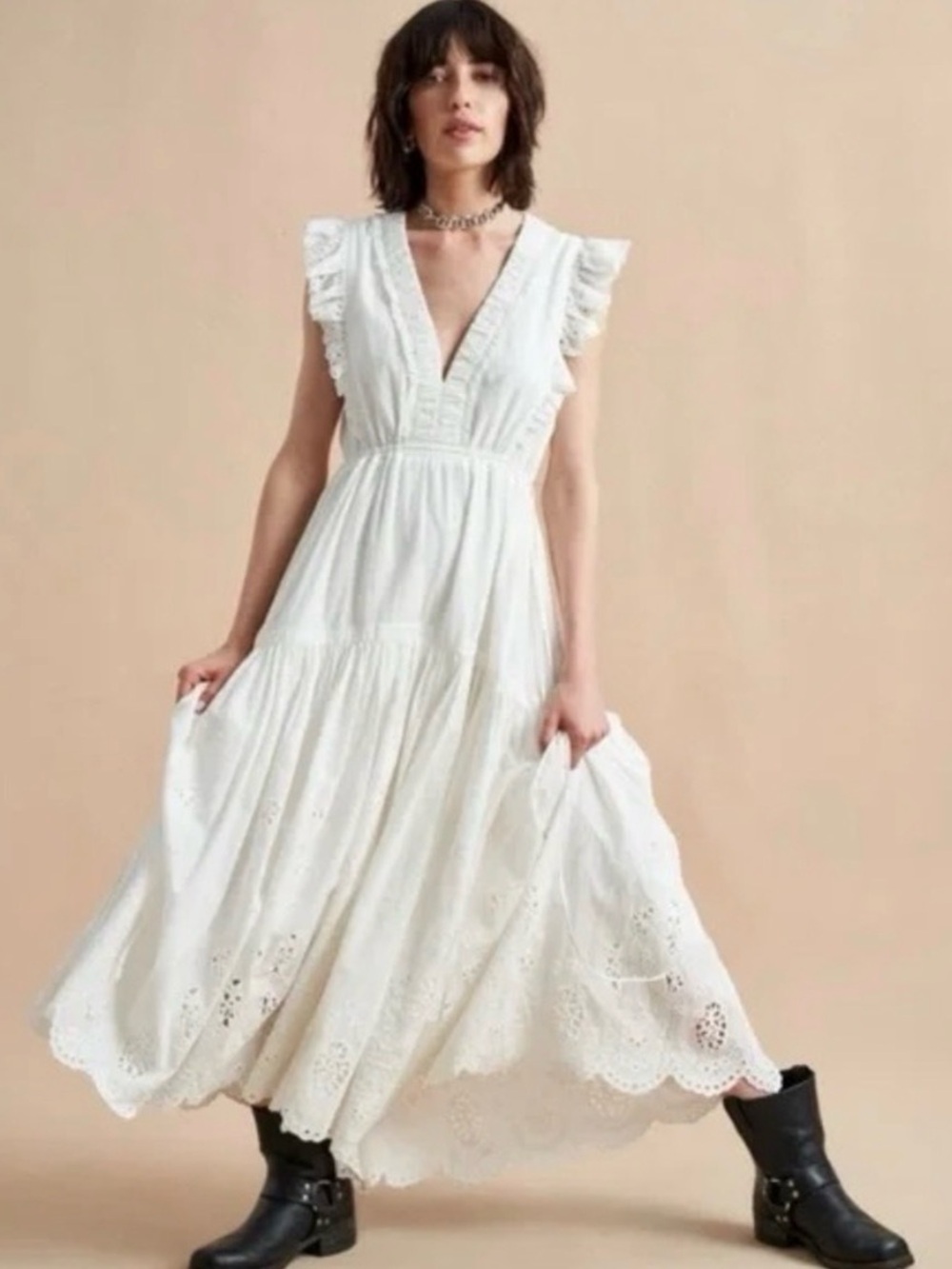 La Ligne Pointelle Marta Dress in White NWOT